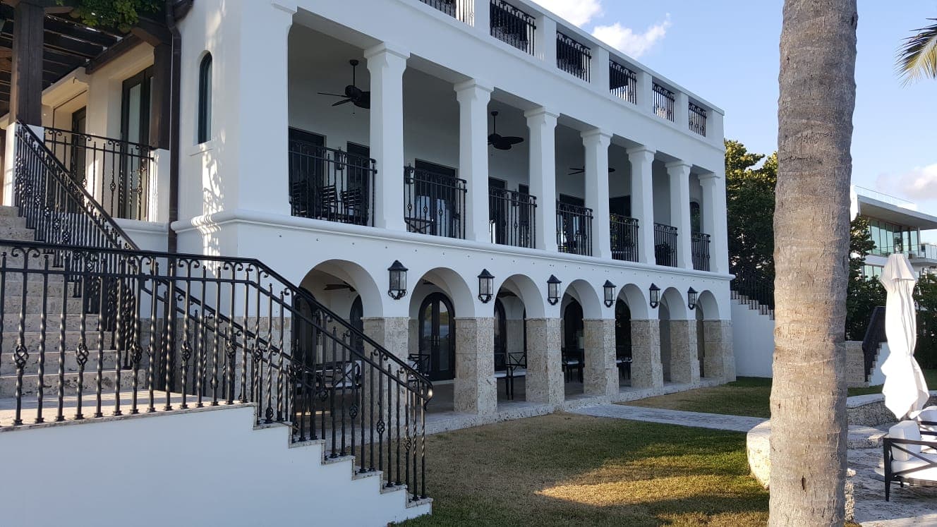 Luxury home exterior painting in Coral Gables